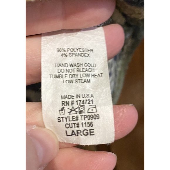 Carole Christian Women’s Top Shirt Camouflage Waffle Thermal 3/4 Sleeves Ruffle - Picture 4 of 5